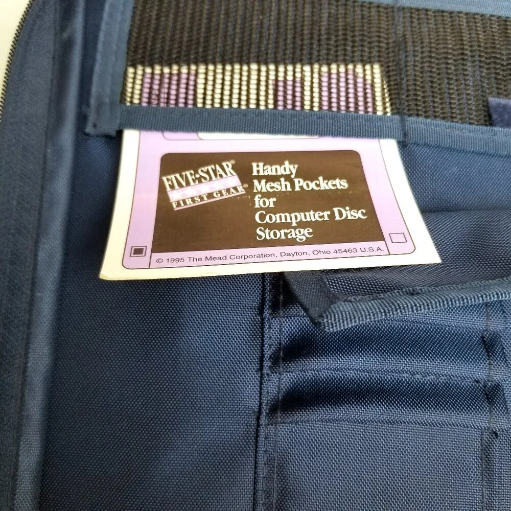 Mead Five Star Zippered Binder Computer Disc Storage Navy Blue Retro Office 90s